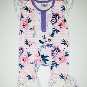 Kids floral and lace romper